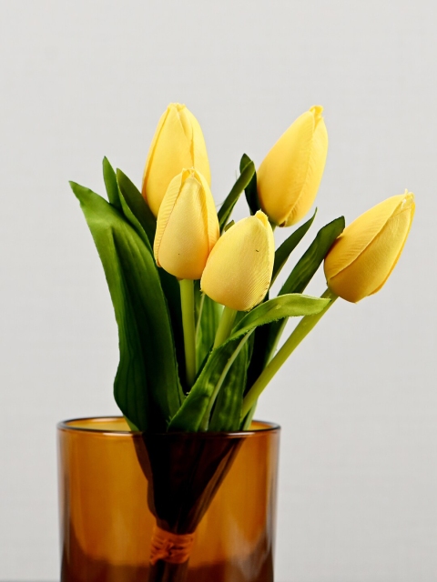 

Pure Home and Living Set of 2 Yellow Tulip Artificial Flower Bouquet
