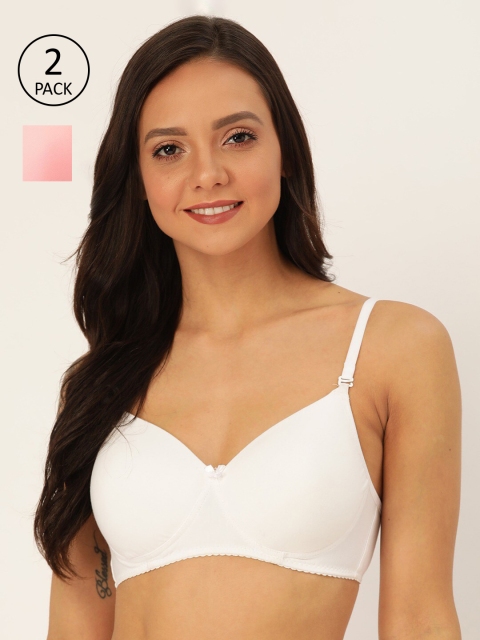 

Lady Lyka White & Pink Pack of 2 Solid T-shirt Bra WHITE-ROSENU-WHT-PNK