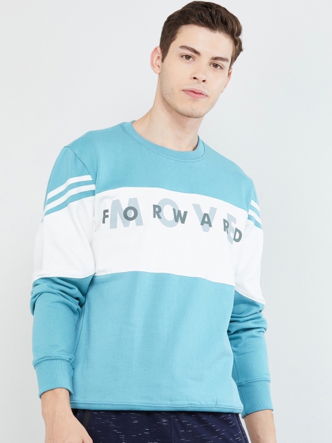 

max Men Blue & White Colourblocked Sweatshirt
