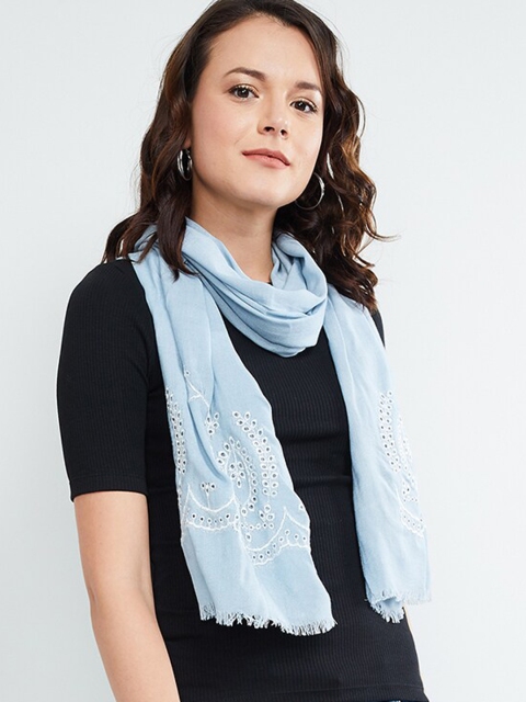 

max Women Blue Self Design Scarf