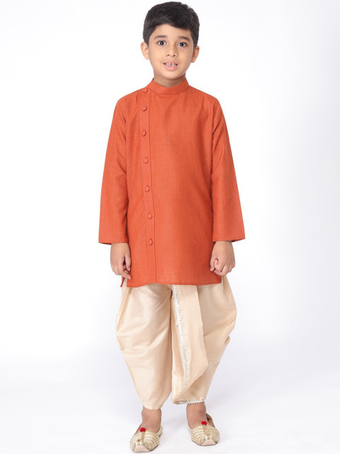 

TABARD Boys Brown Solid Straight Kurta