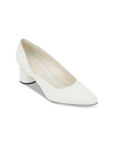 

CHARLES & KEITH Women White Solid Pumps