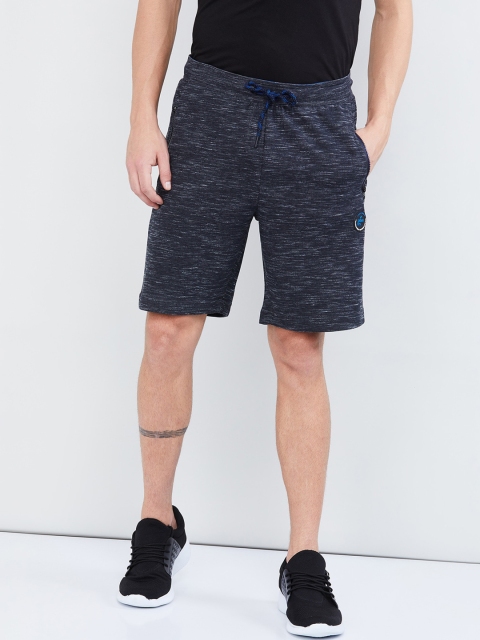 

max Men Navy Blue Solid Regular Shorts