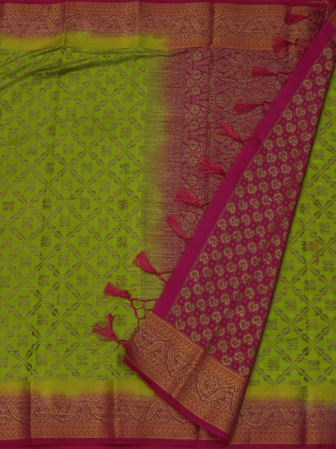 

Pothys Green & Pink Jute Silk Printed Saree