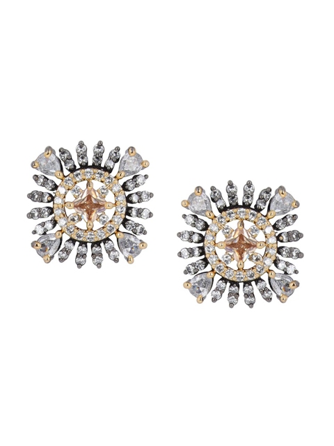 

ANIKAS CREATION Silver-Toned Rhodium-Plated Classic Studs