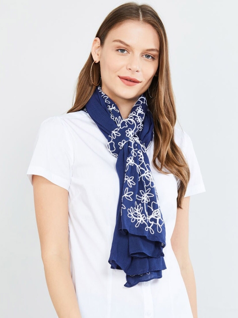 

max Women Blue Embroidered Scarf
