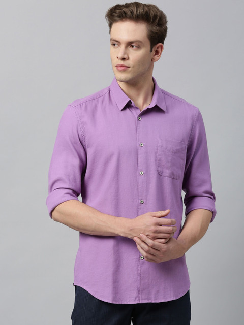 

RARE RABBIT Men Lavender Tailored Fit Solid Casual Shirt