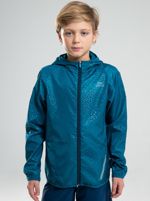 

Kalenji By Decathlon Kids Blue Printed Windcheater Sporty Jacket