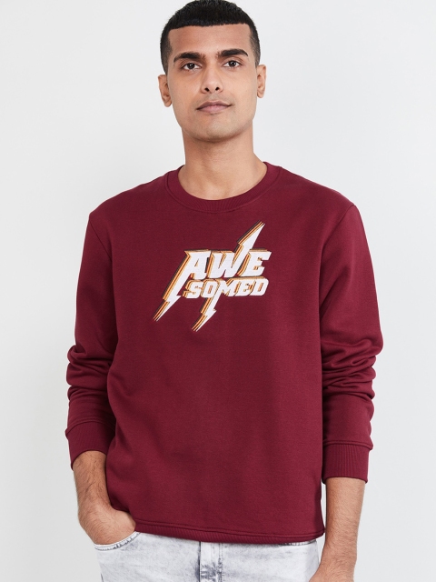 

max Men Maroon Printed Sweatshirt