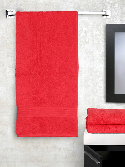 

BOMBAY DYEING Unisex Set Of 3 Red Solid 450 GSM Towel Set