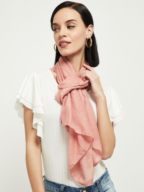 

max Women Peach-Coloured Self Design Scarf