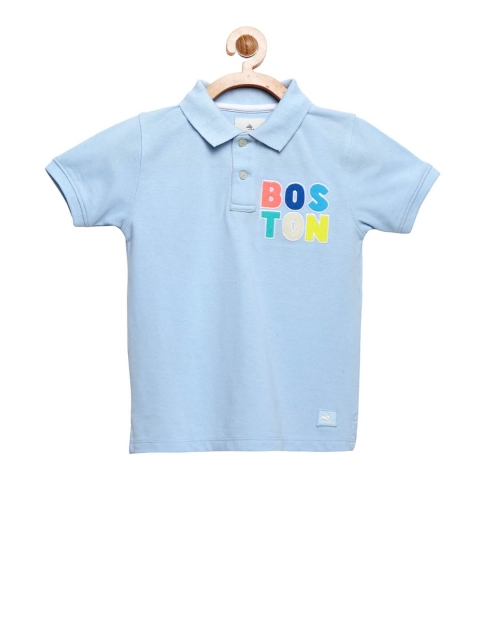 

Cherry Crumble Boys Blue Solid Polo Collar T-shirt