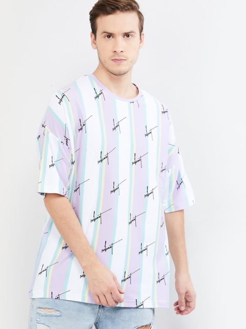 

max Men Blue Printed Polo Collar T-shirt