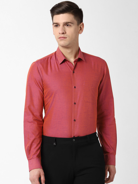 

Peter England Men Rust Red Slim Fit Self Design Formal Shirt