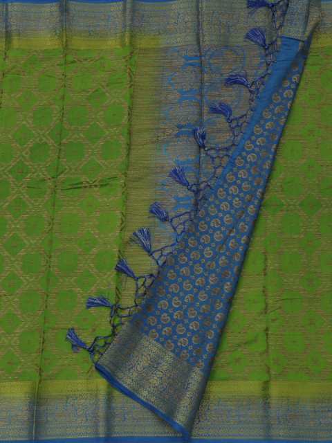 

Pothys Green & Blue Jute Silk Woven Design Saree