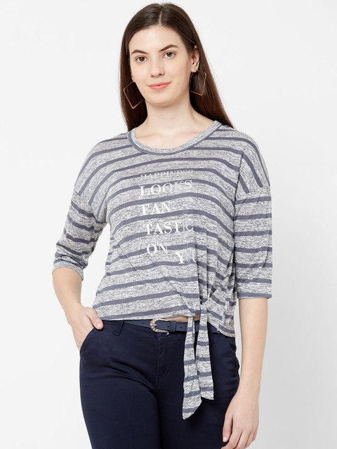 

Juliet Women Grey Striped Top