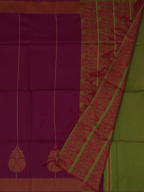 

Pothys Magenta & Green Jute Silk Woven Design Saree