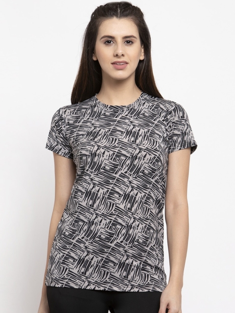 

CUKOO Women Black & Beige Printed T-Shirt