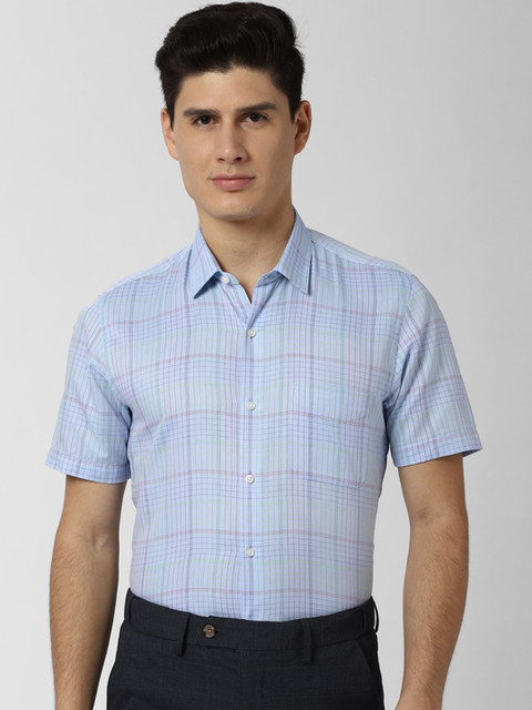 

Peter England Men Blue Slim Fit Checked Formal Shirt