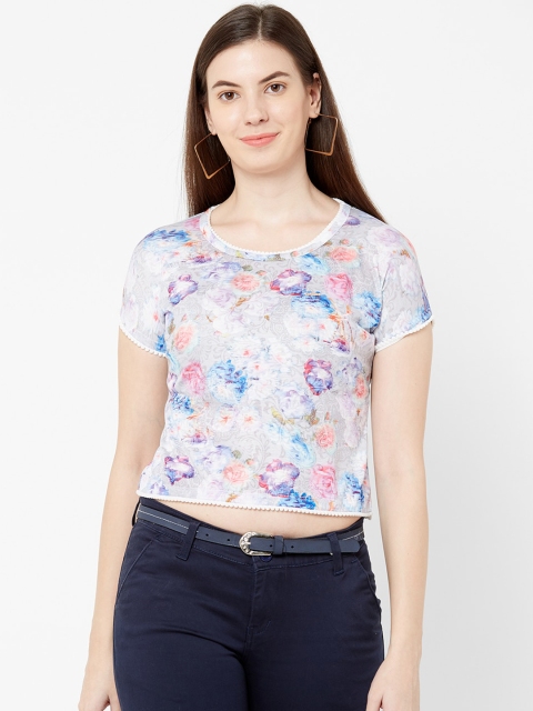 

Juliet Women Grey Printed Crop Top