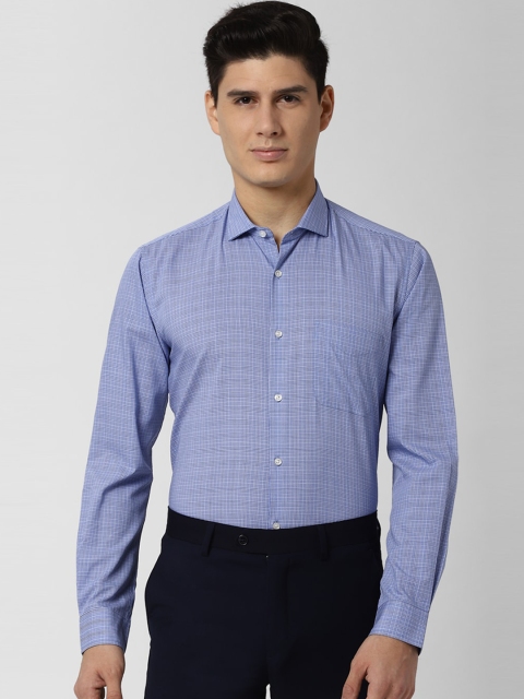 

Peter England Men Blue Regular Fit Checked Formal Shirt