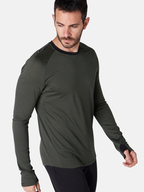 

Domyos By Decathlon Men Olive Green Slim Fit Solid Round Neck T-shirt