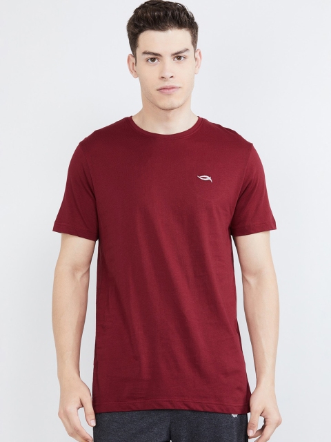 

max Men Red Solid Cotton Round Neck T-shirt