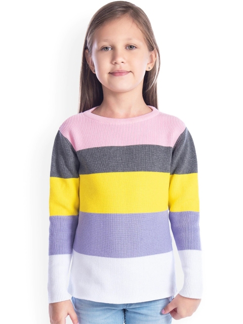

Cherry Crumble Girls Pink & Grey Colourblocked Pullover Sweater