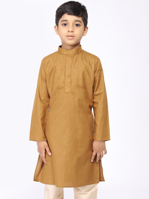

TABARD Boys Brown Solid Straight Kurta