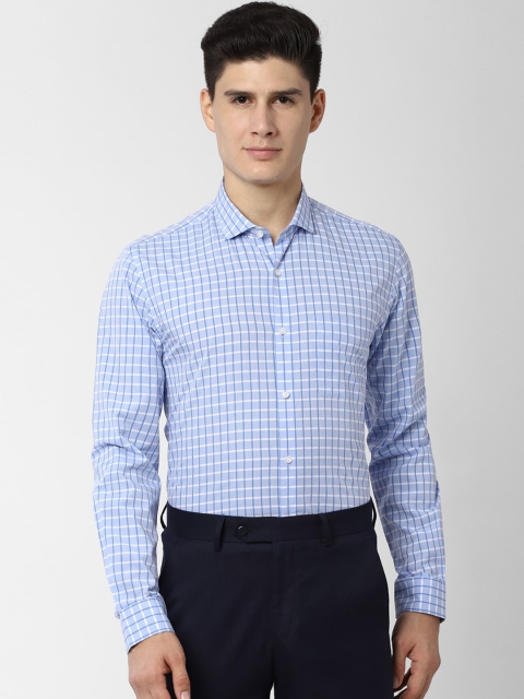 

Peter England Men Blue & White Slim Fit Checked Formal Shirt