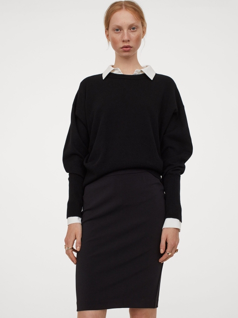 

H&M Women Black Patterned Pencil Skirt