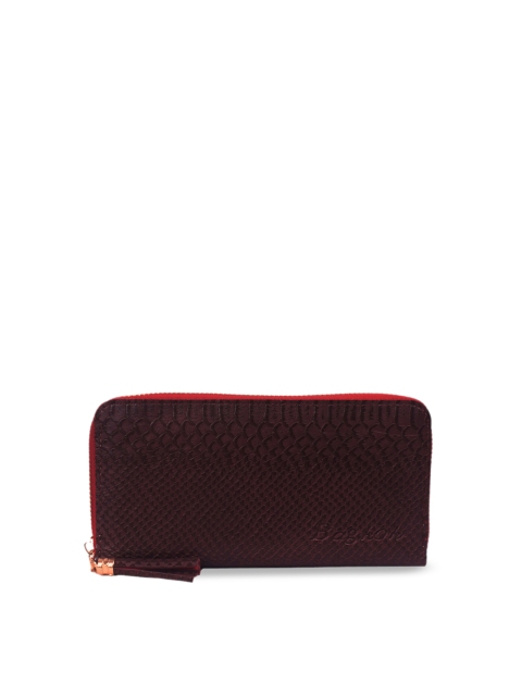 

Bagkok Women Maroon Textured Zip Around Wallet