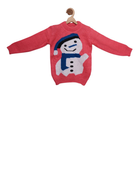 

YK Boys Pink Self Design Pullover Sweater