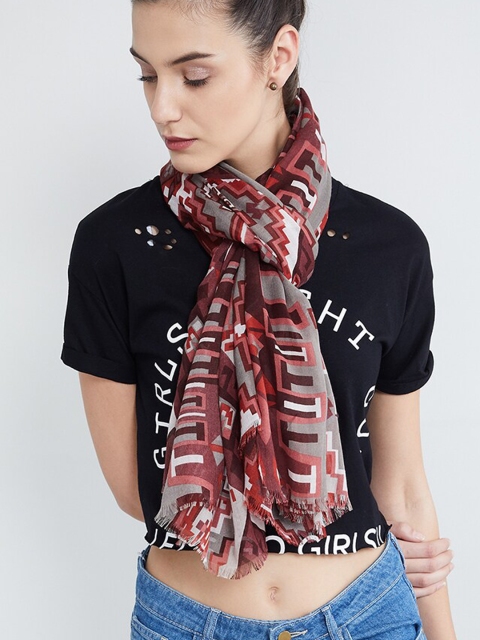 

max Women Grey & Brown Printed Scarf