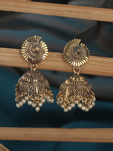 

ANIKAS CREATION Gold-Plated Dome Shaped Jhumkas