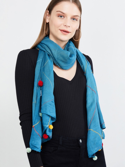 

max Women Blue Solid Scarf
