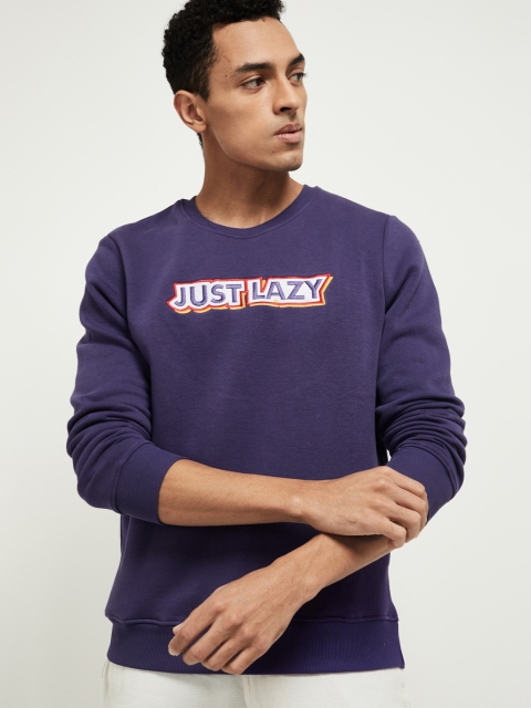

max Men Purple Printed Sweatshirt