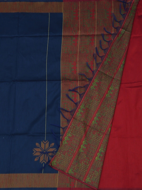 

Pothys Blue & Red Jute Silk Woven Design Saree