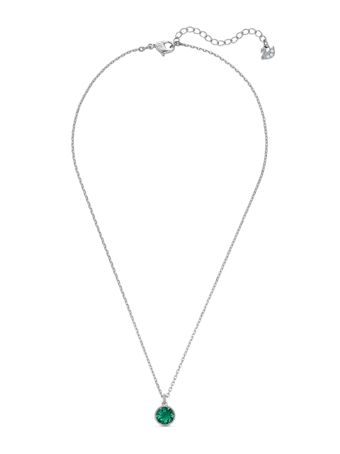 

SWAROVSKI Green & Silver-Toned Rhodium-Plated May Birthstone Pendant Chain
