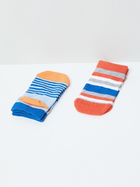 max Boys Pack Of 2 Striped Ankle-Length Socks, Blue