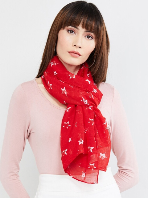 max Women Red & White Printed Scarf
