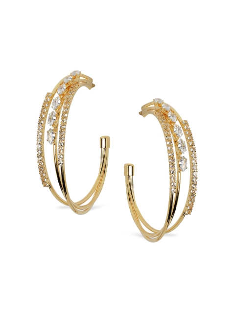 

Rubans Gold-Toned Circular Half Hoop Earrings