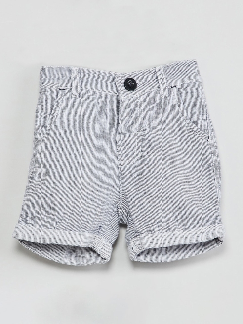

max Boys White & Black Striped Regular Fit Regular Shorts