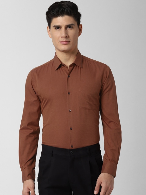 Peter England Men Brown Slim Fit Solid Formal Shirt