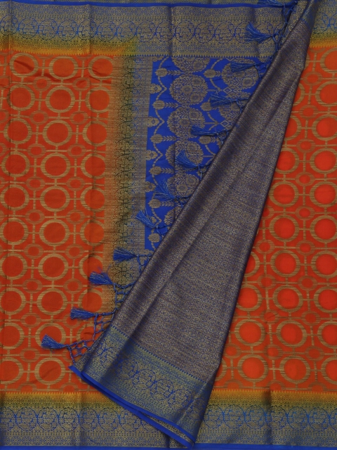 

Pothys Orange Woven Design Jute Silk Saree