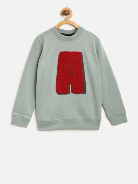 

Cherry Crumble Boys Green Self Design Sweatshirt
