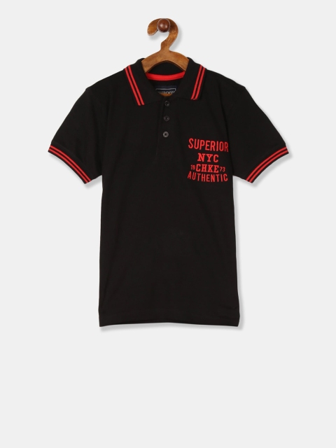 

Cherokee Boys Black Printed Polo Collar T-shirt