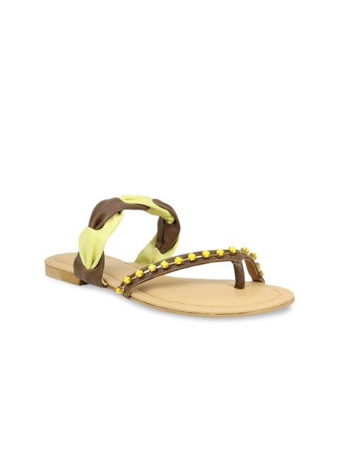 

Inc 5 Women Brown Colourblocked Fabric One Toe Flats