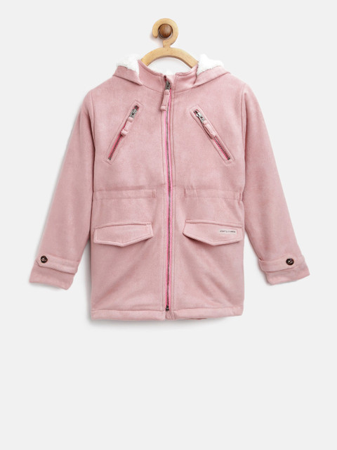 

Cherry Crumble Girls Peach-Coloured Solid Tailored Jacket