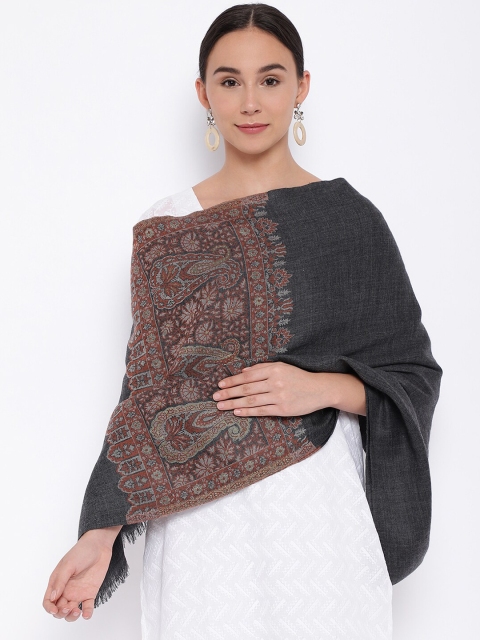 

Pashmoda Women Grey Woven Design Stole